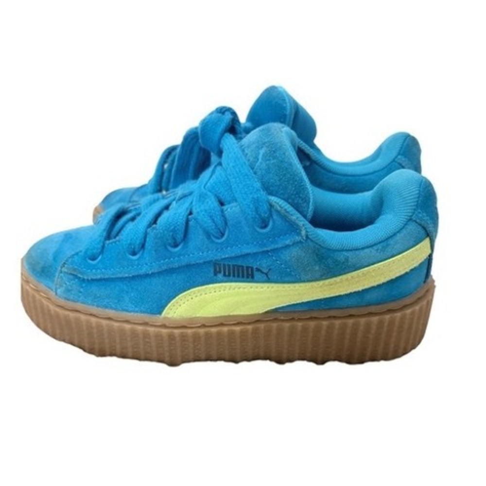 Fenty x Puma Creeper Phatty Blue Lime Suede Gum Platform Sneakers 397587-02 4.5Y